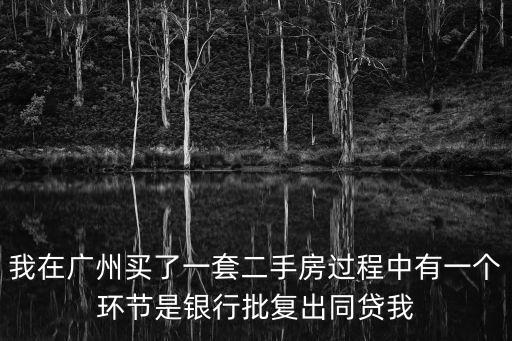 我在廣州買了一套二手房過程中有一個環節是銀行批復出同貸我