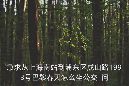 急求從上海南站到浦東區成山路1993號巴黎春天怎么坐公交  問