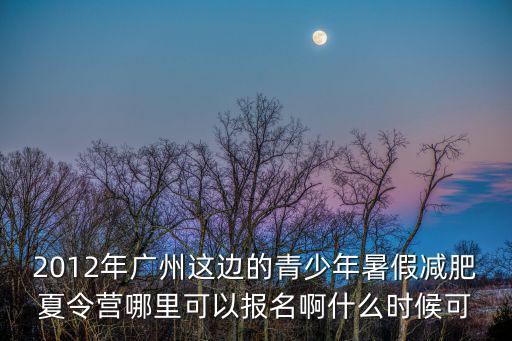 2012年廣州這邊的青少年暑假減肥夏令營哪里可以報名啊什么時候可