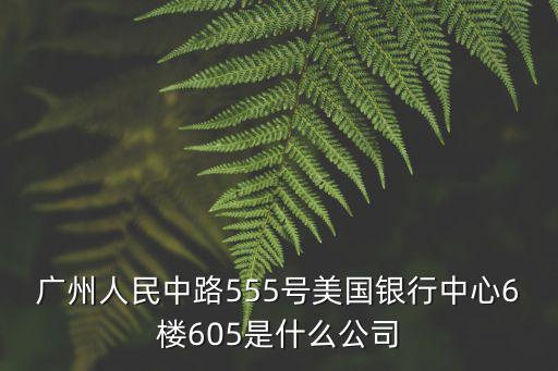 廣州人民中路555號美國銀行中心6樓605是什么公司