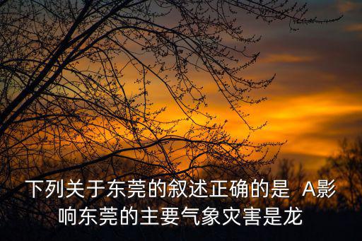 下列關于東莞的敘述正確的是  A影響東莞的主要氣象災害是龍