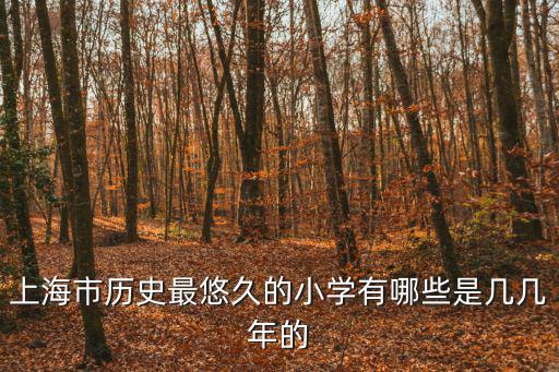 上海市歷史最悠久的小學有哪些是幾幾年的