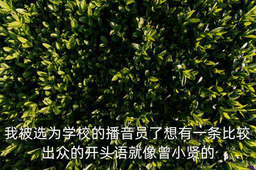 我被選為學(xué)校的播音員了想有一條比較出眾的開頭語就像曾小賢的