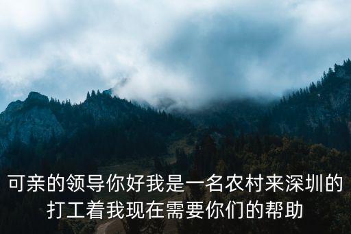 可親的領導你好我是一名農村來深圳的打工著我現在需要你們的幫助