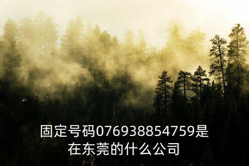 固定號碼076938854759是在東莞的什么公司