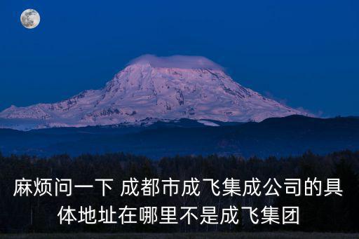 麻煩問一下 成都市成飛集成公司的具體地址在哪里不是成飛集團