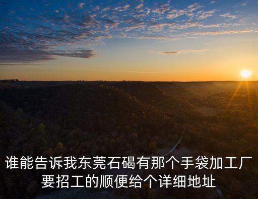 誰能告訴我東莞石碣有那個手袋加工廠要招工的順便給個詳細地址