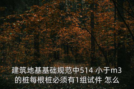 建筑地基基礎規(guī)范中514 小于m3的樁每根樁必須有1組試件 怎么