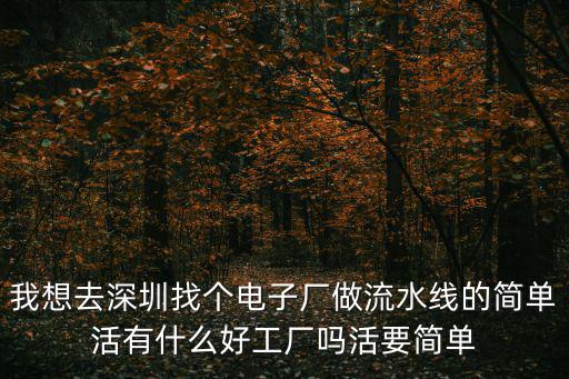 深圳流水線，我想去深圳找個電子廠做流水線的簡單活有什么好工廠嗎活要簡單