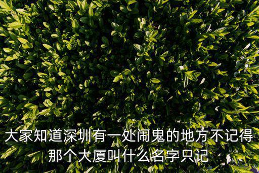 大家知道深圳有一處鬧鬼的地方不記得那個大廈叫什么名字只記