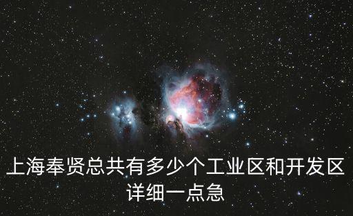上海奉賢總共有多少個工業區和開發區詳細一點急