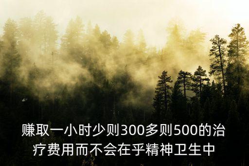 賺取一小時少則300多則500的治療費用而不會在乎精神衛(wèi)生中