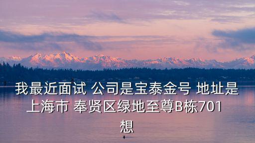 我最近面試 公司是寶泰金號 地址是上海市 奉賢區綠地至尊B棟701 想