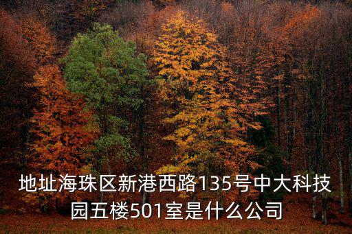 地址海珠區新港西路135號中大科技園五樓501室是什么公司