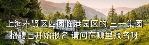 上海奉賢區四團臨港園區的 三一集團招聘已開始報名 請問在哪里報名呀