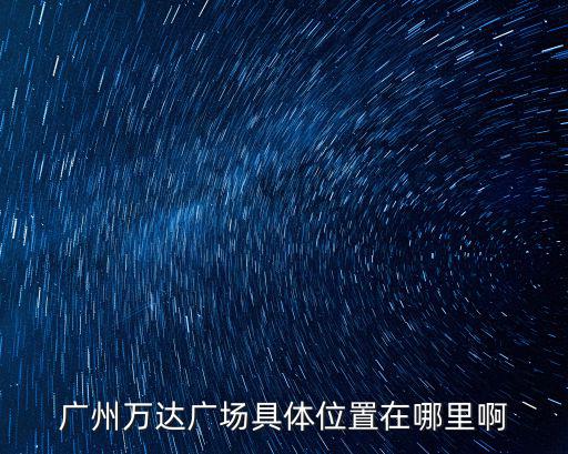 廣州萬達廣場具體位置在哪里啊