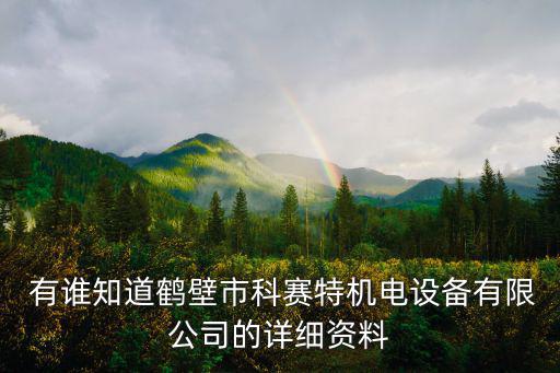  有誰知道鶴壁市科賽特機電設(shè)備有限公司的詳細資料