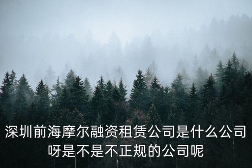 深圳前海摩爾融資租賃公司是什么公司呀是不是不正規(guī)的公司呢