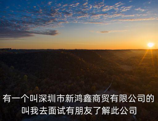 有一個叫深圳市新鴻鑫商貿有限公司的叫我去面試有朋友了解此公司