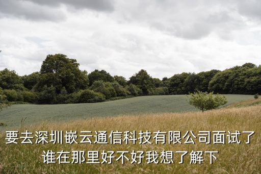要去深圳嵌云通信科技有限公司面試了誰(shuí)在那里好不好我想了解下