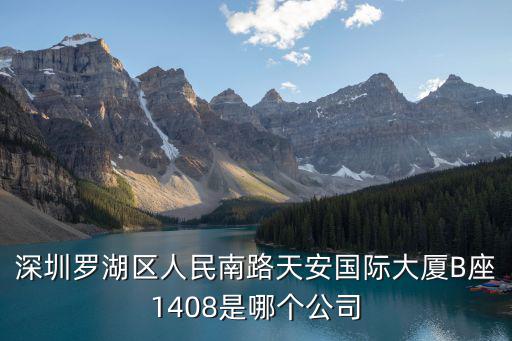 深圳羅湖區人民南路天安國際大廈B座1408是哪個公司