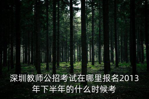 深圳教師公招考試在哪里報名2013年下半年的什么時候考