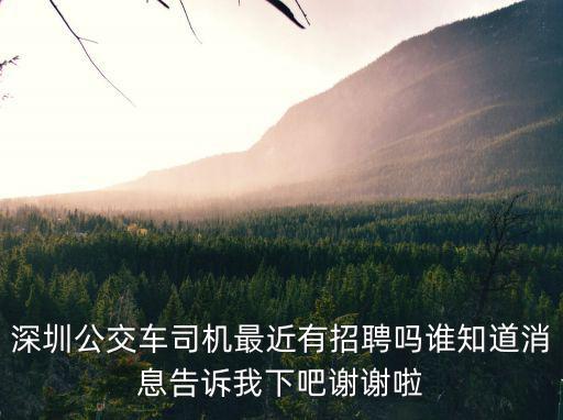 深圳公交車司機最近有招聘嗎誰知道消息告訴我下吧謝謝啦