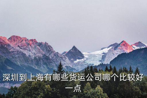 深圳到上海物流公司，深圳到上海有哪些貨運公司哪個比較好一點