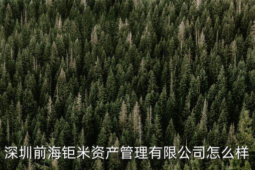 深圳前海鉅米資產管理有限公司怎么樣