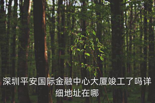 深圳平安國際金融中心大廈竣工了嗎詳細地址在哪