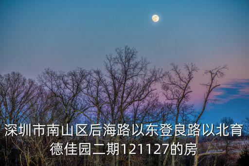 深圳市南山區后海路以東登良路以北育德佳園二期121127的房