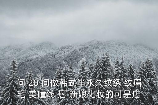 問 20 問做韓式半永久紋繡 紋眉毛 美瞳線 唇 新娘化妝的可是店
