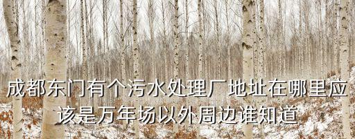 成都東門有個污水處理廠地址在哪里應該是萬年場以外周邊誰知道