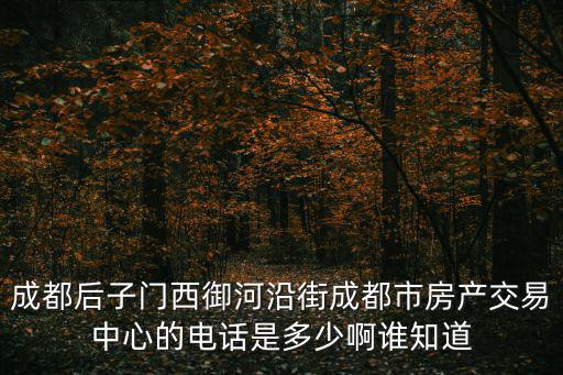 成都后子門西御河沿街成都市房產(chǎn)交易中心的電話是多少啊誰知道