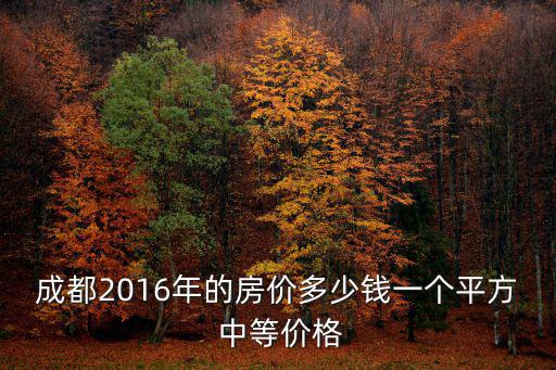 成都2016年的房價多少錢一個平方 中等價格