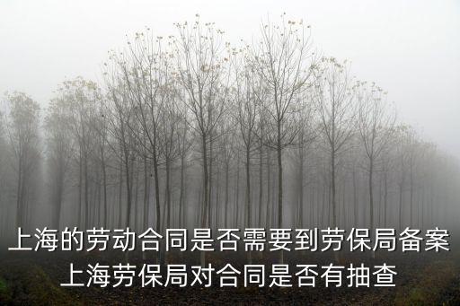 上海的勞動合同是否需要到勞保局備案上海勞保局對合同是否有抽查