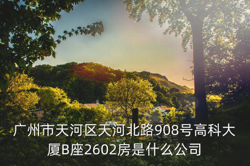 廣州市天河區天河北路908號高科大廈B座2602房是什么公司