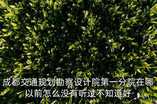 成都交通規劃勘察設計院第一分院在哪以前怎么沒有聽過不知道好