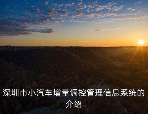 深圳市小汽車增量調(diào)控管理信息系統(tǒng)的介紹