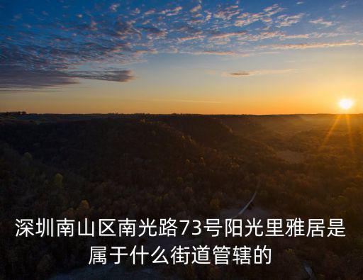 深圳南山區南光路73號陽光里雅居是屬于什么街道管轄的