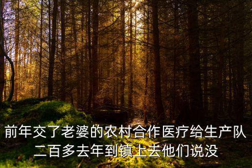 前年交了老婆的農村合作醫療給生產隊二百多去年到鎮上去他們說沒