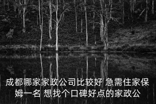 成都哪家家政公司比較好 急需住家保姆一名 想找個口碑好點的家政公