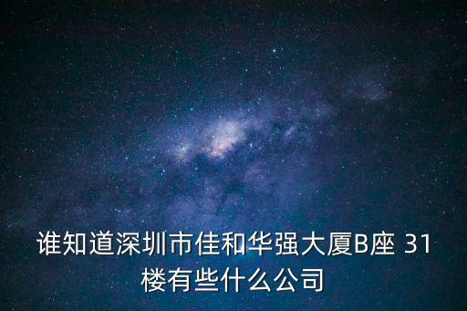 誰知道深圳市佳和華強大廈B座 31樓有些什么公司