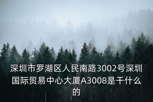 深圳市羅湖區人民南路3002號深圳國際貿易中心大廈A3008是干什么的