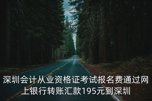 深圳會計從業資格證考試報名費通過網上銀行轉賬匯款195元到深圳
