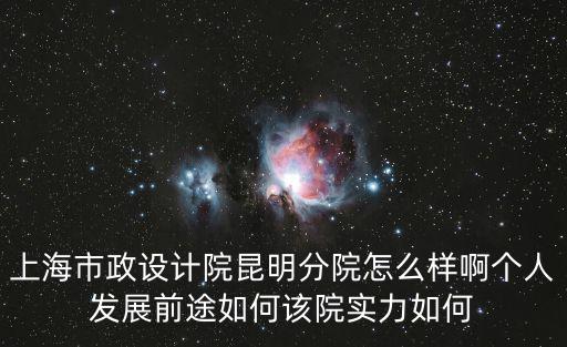 上海市政設計院昆明分院怎么樣啊個人發展前途如何該院實力如何