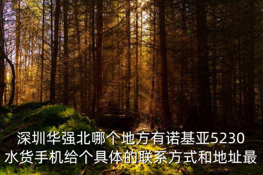 深圳華強北哪個地方有諾基亞5230水貨手機給個具體的聯系方式和地址最