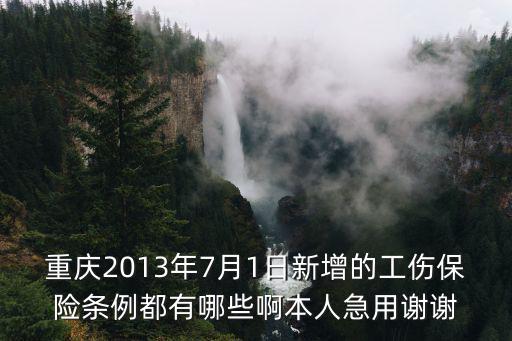 重慶2013年7月1日新增的工傷保險條例都有哪些啊本人急用謝謝