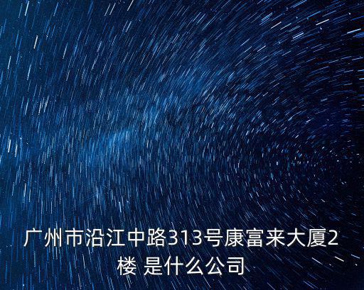 廣州市沿江中路313號康富來大廈2樓 是什么公司