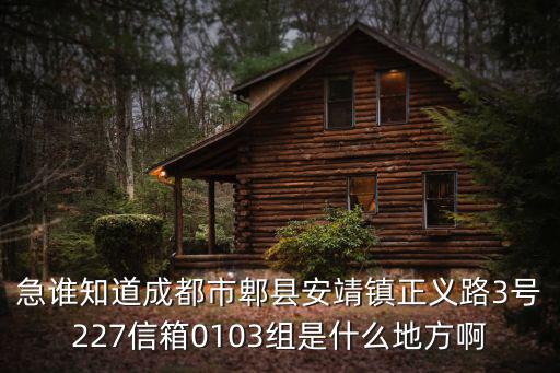 急誰知道成都市郫縣安靖鎮正義路3號227信箱0103組是什么地方啊